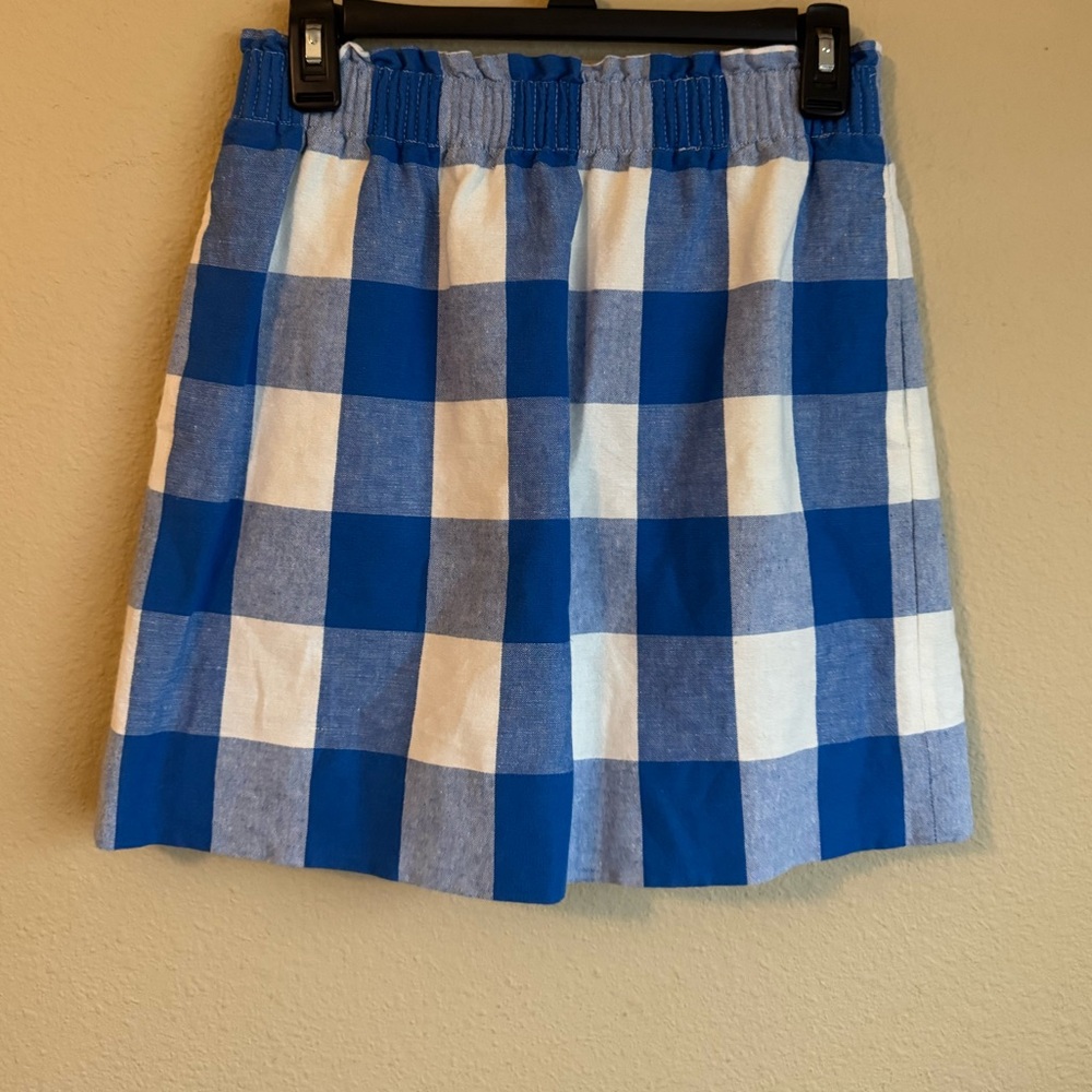 J. Crew plaid printed linen-cotton sidewalk mini skirt